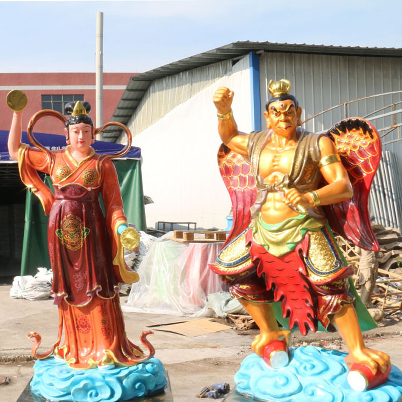 雷震子电母娘娘16寸金光圣母朱佩娘雷公树脂彩绘摆件