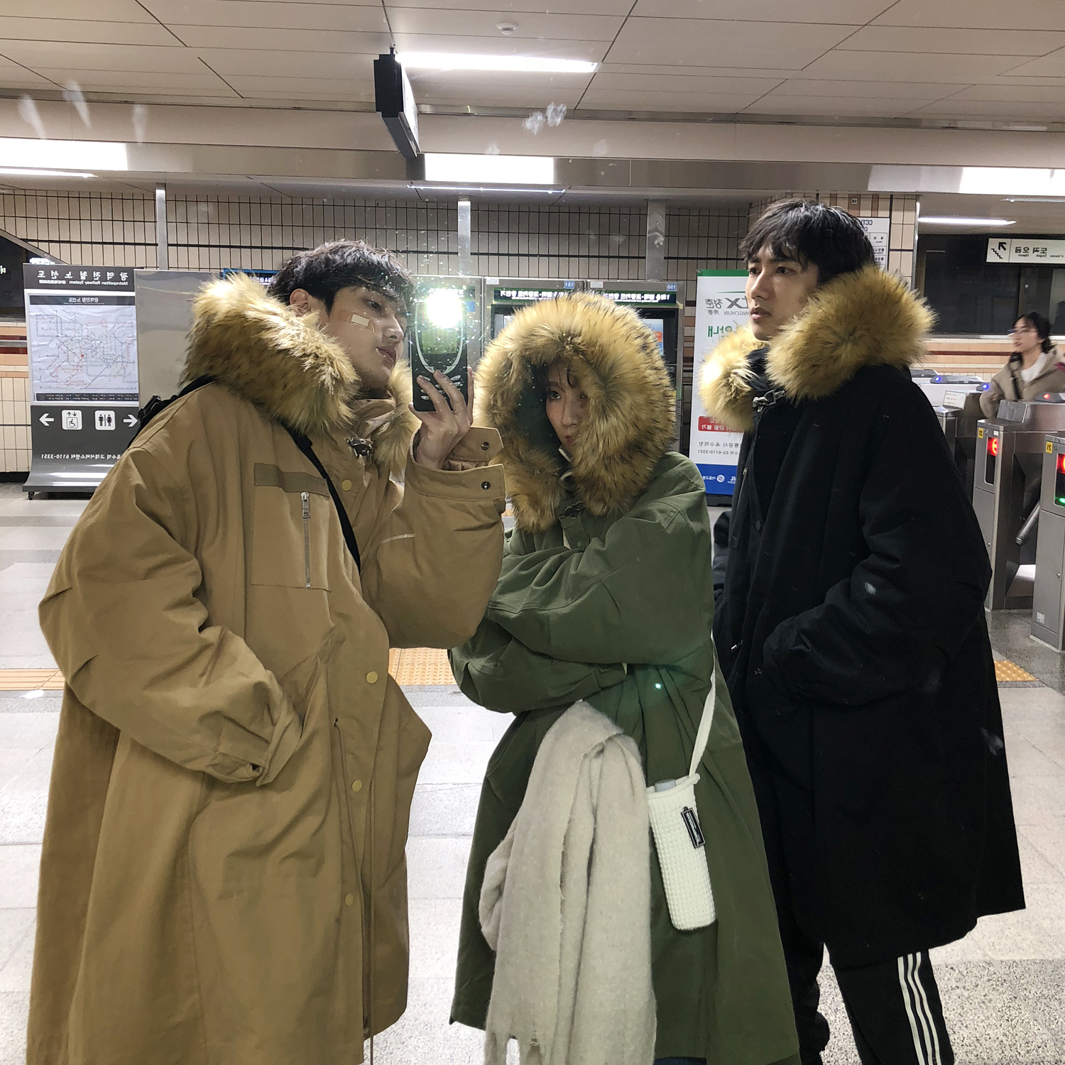 MASONPRINCE 复合羊羔毛工装风军大衣中长款毛领棉衣外套男