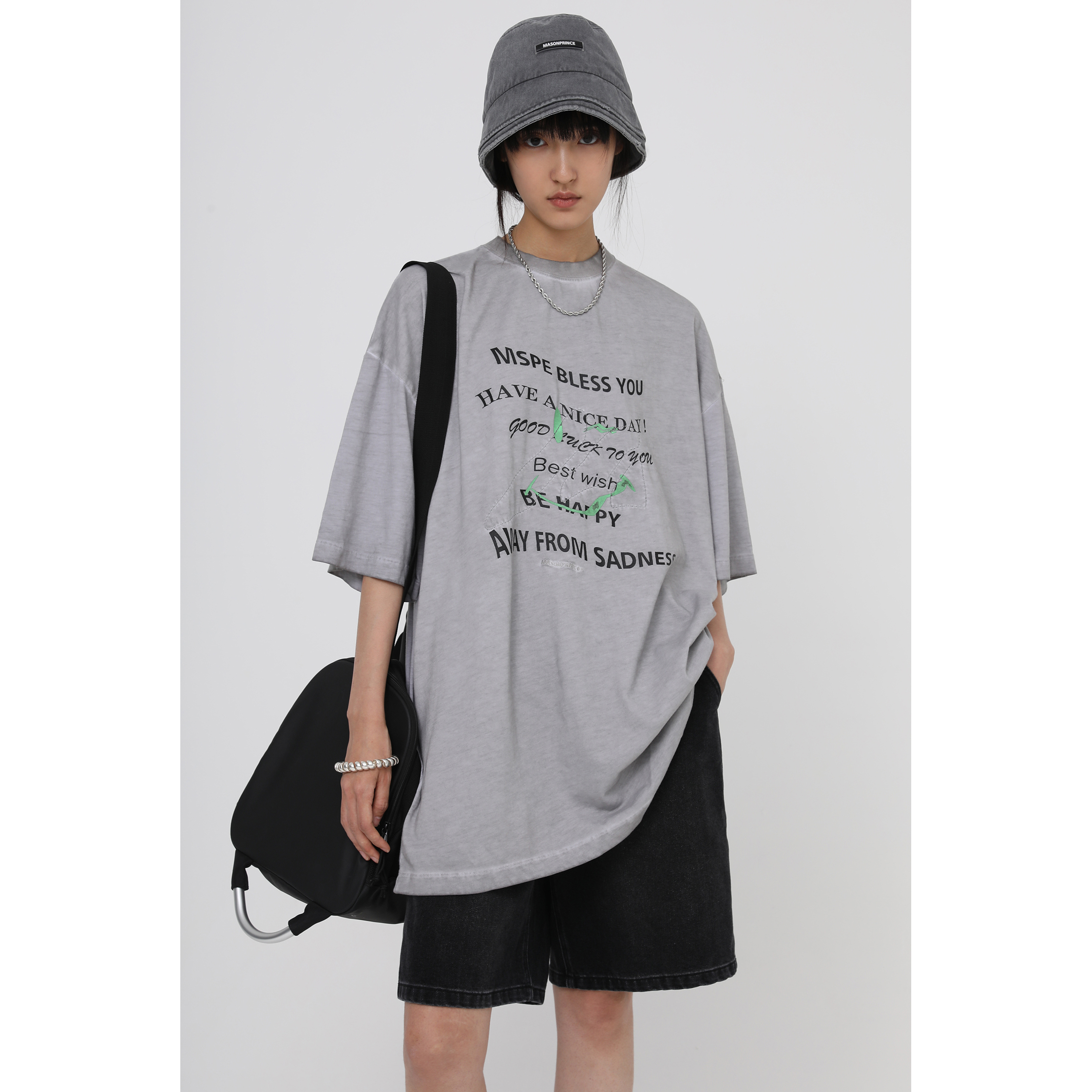 MASONPRINCE秋季新品设计感迷幻夜光笑脸短情侣装潮牌薄款上衣t恤