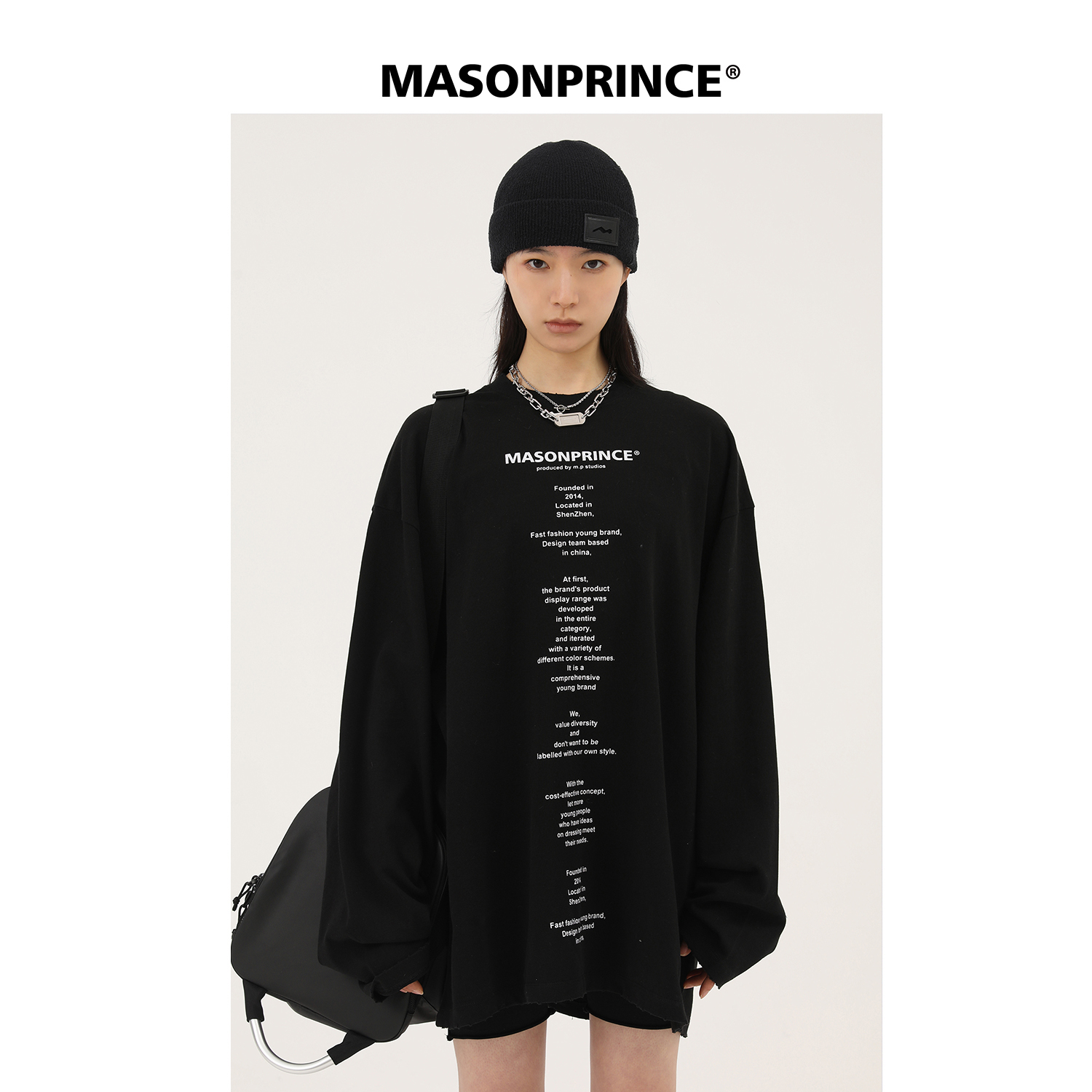 MASONPRINCE潮牌印花长袖夏季新款宽松设计感短袖t恤休闲情侣上衣