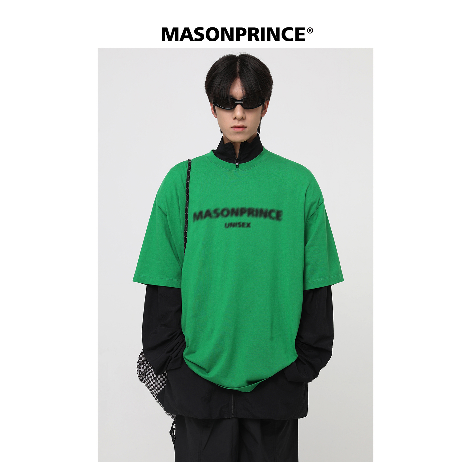 MASONPRINCE 夏季新款模糊数码直喷短袖上衣男装情侣纯棉t恤ins潮