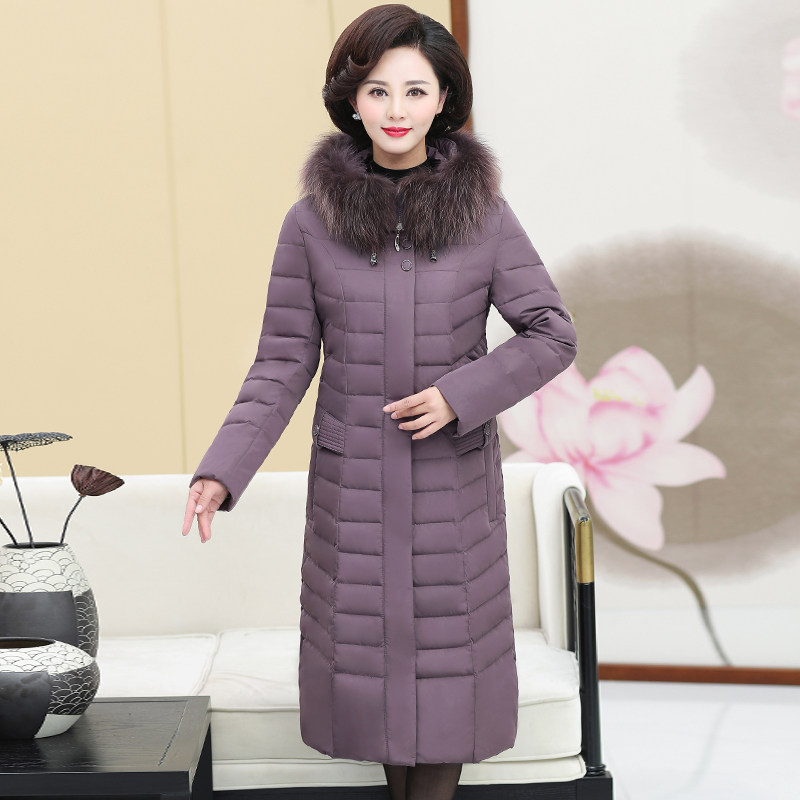 1反季清仓羽绒服女2019新款大码毛领中老年加厚妈妈装长过膝外套