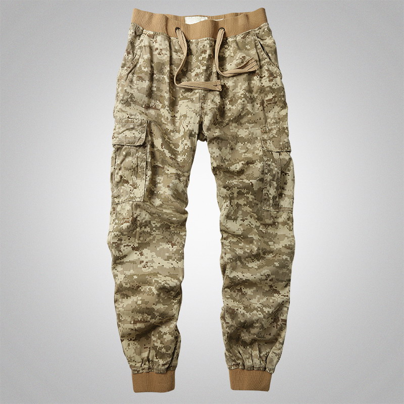 重磅美式复古沙漠迷彩裤多口袋束脚裤男工装长裤宽松休闲户外军旅