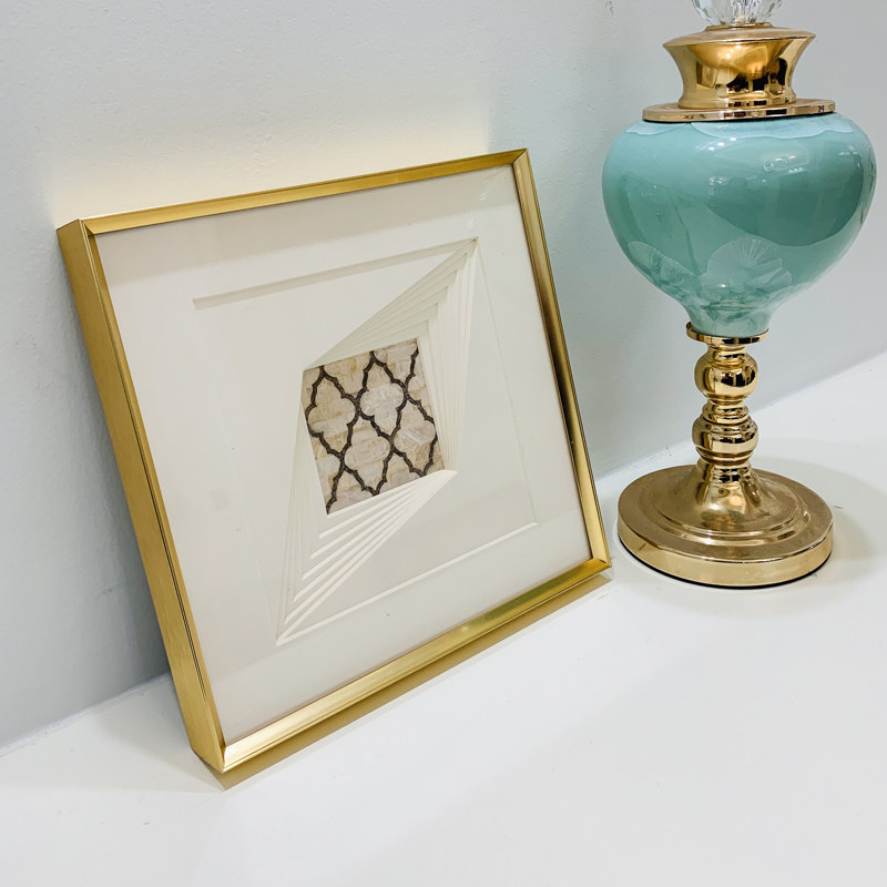 简美轻奢金属客厅装饰画法式卧室床头挂画立体几何现代装饰画