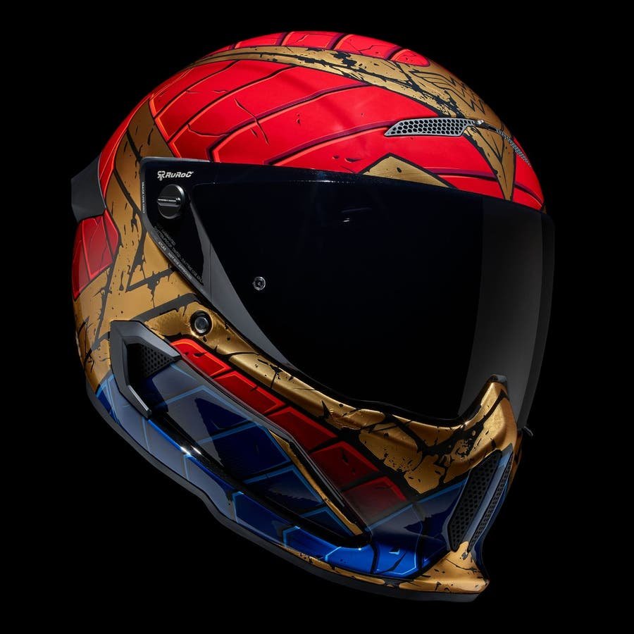 现货ruroc罗宁atlas4.0dc联名新款神奇女侠碳纤维滑雪机车摩托车头盔