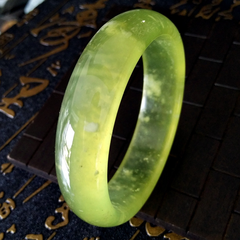 清石园 天然正品陕西蓝田玉姜花玉a级冰透手镯女款时尚手饰配饰