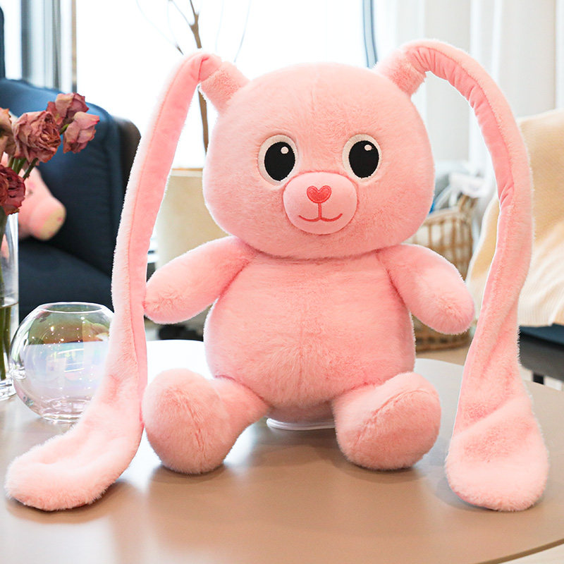 网红耳朵兔子玩偶创意毛绒玩具新款解压公仔可拉毛绒布艺类玩具