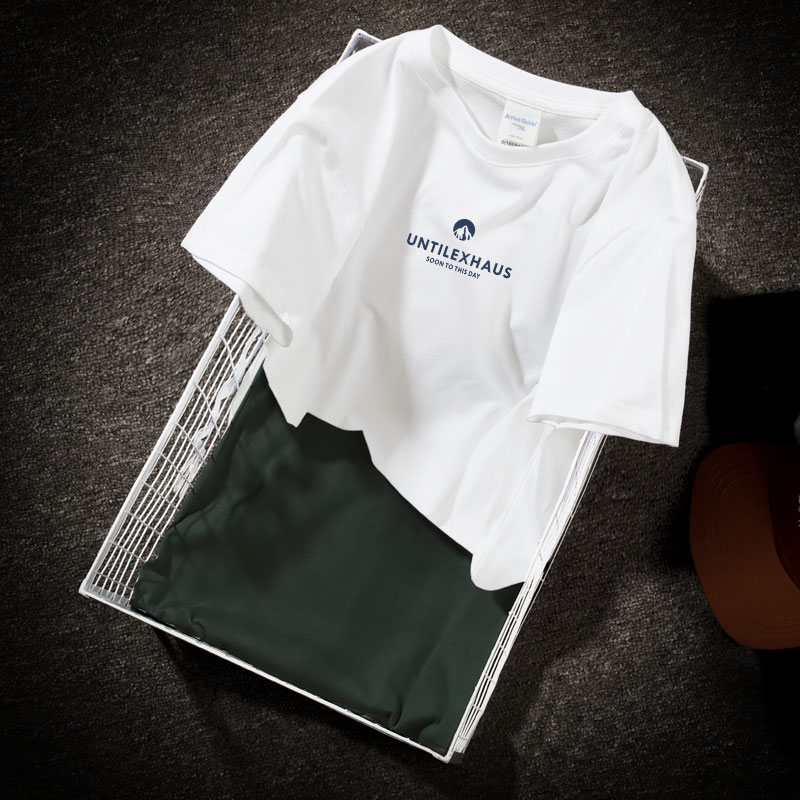 短袖t恤男潮流纯棉潮牌夏季百搭宽松日系港风半袖白t男装上衣体恤