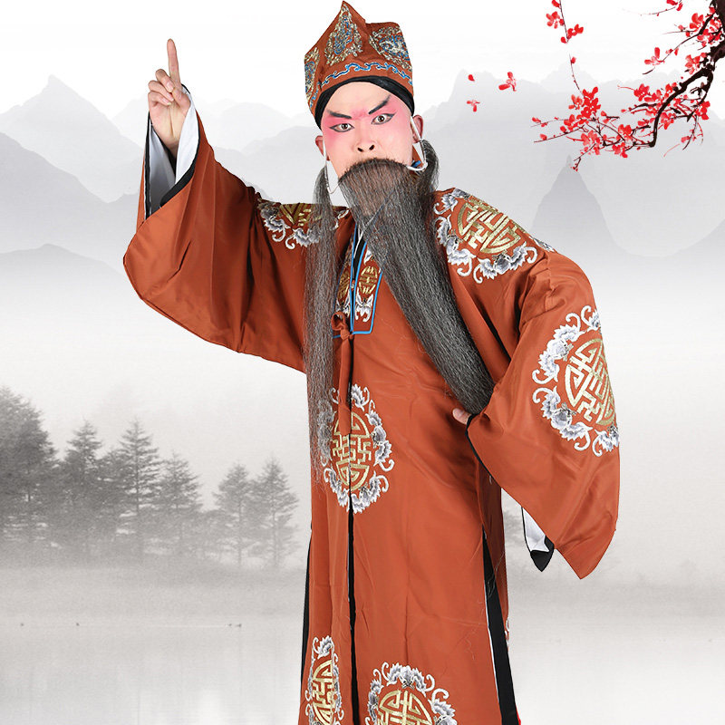 服装员外古装古装戏戏曲老生团花京剧舞台演出民族服装