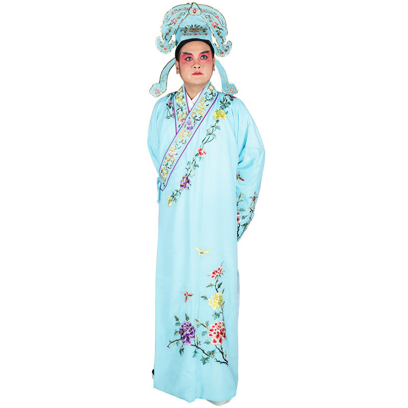 京剧戏曲牡丹绣花小生戏剧黄梅戏唐伯虎文生秀才民族服装