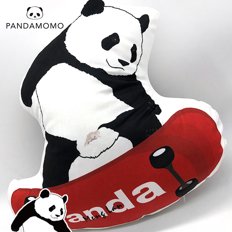 pandamomo大熊猫抱枕原创异形卡通可爱滑板萌兰靠垫