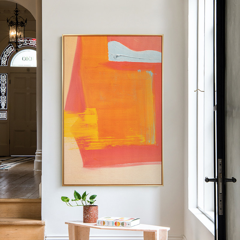 星川现代简约客厅装饰画橙色抽象玄关挂画油画壁画现代装饰画