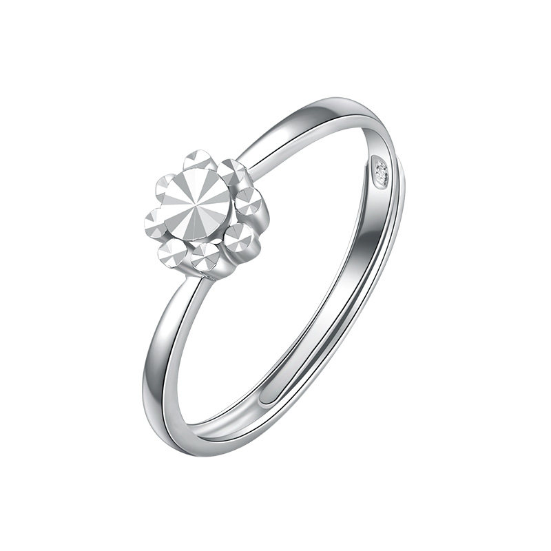 戒指中国黄金pt950铂金钻石花金新款白金简约时尚手饰