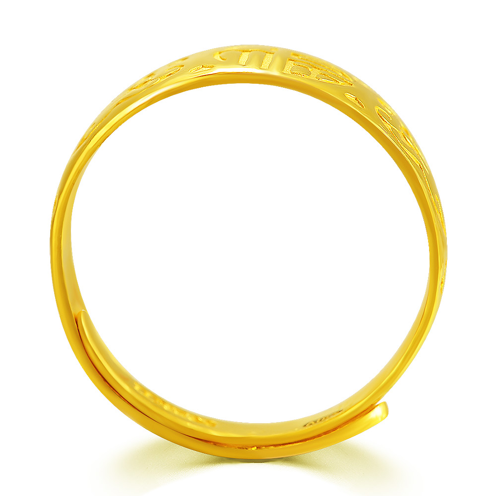 戒指中国黄金首饰福字吉祥妈妈足金金戒指女戒手饰