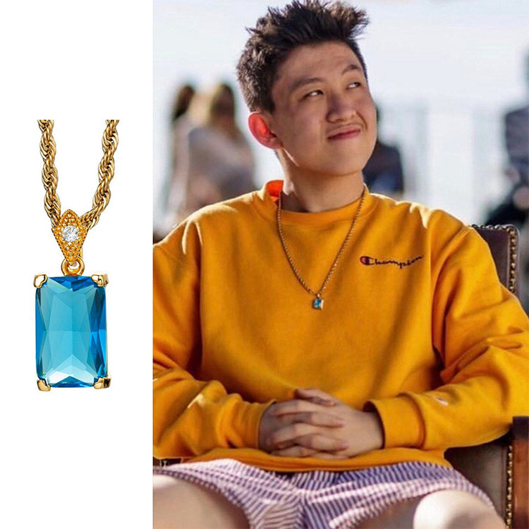 richbrian同款说唱嘻哈七哥潮流镶钻宝石吊坠项链