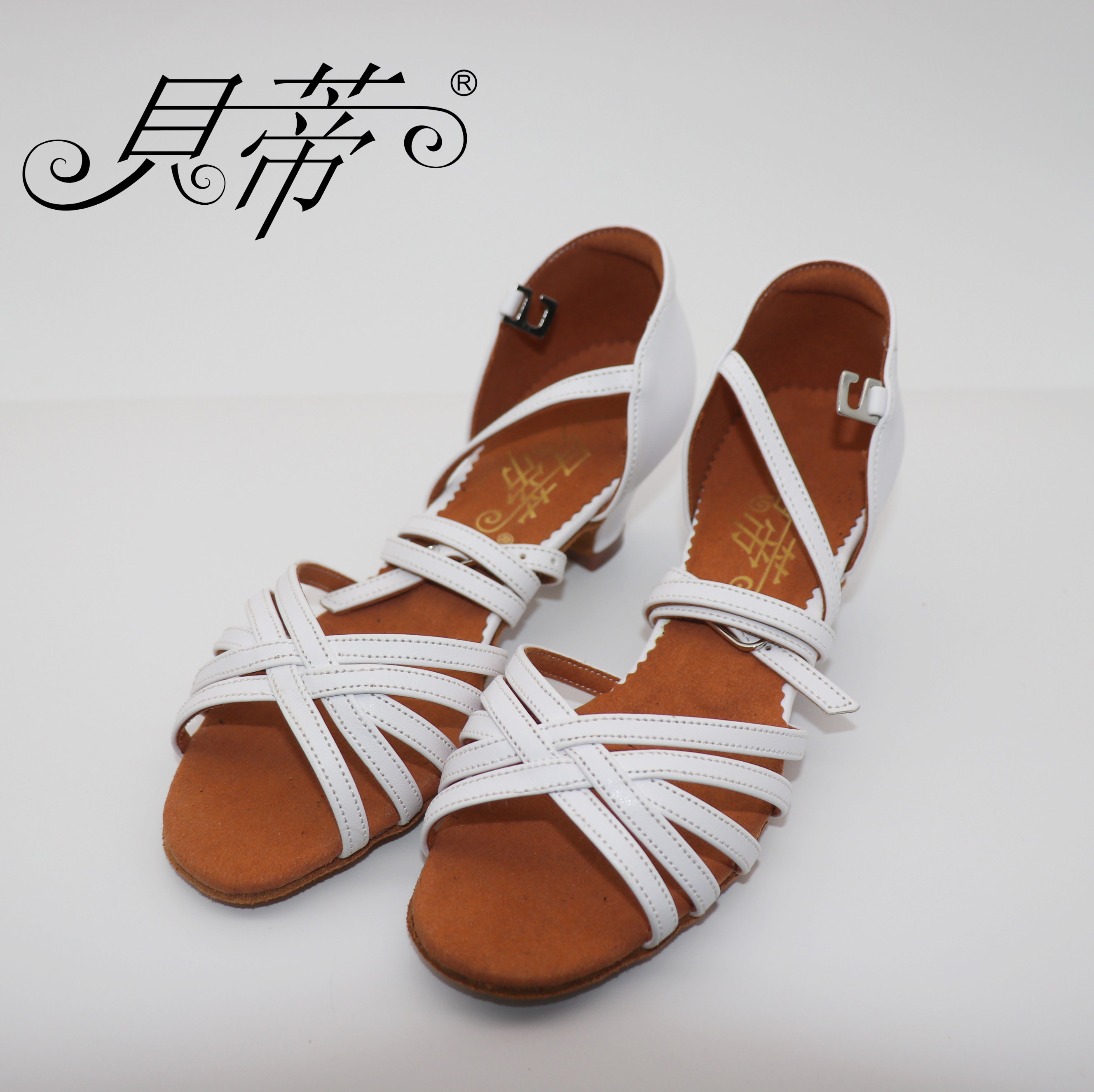 贝蒂少儿拉丁拉丁舞舞鞋儿童平跟小白鞋国标舞女童拉丁舞鞋