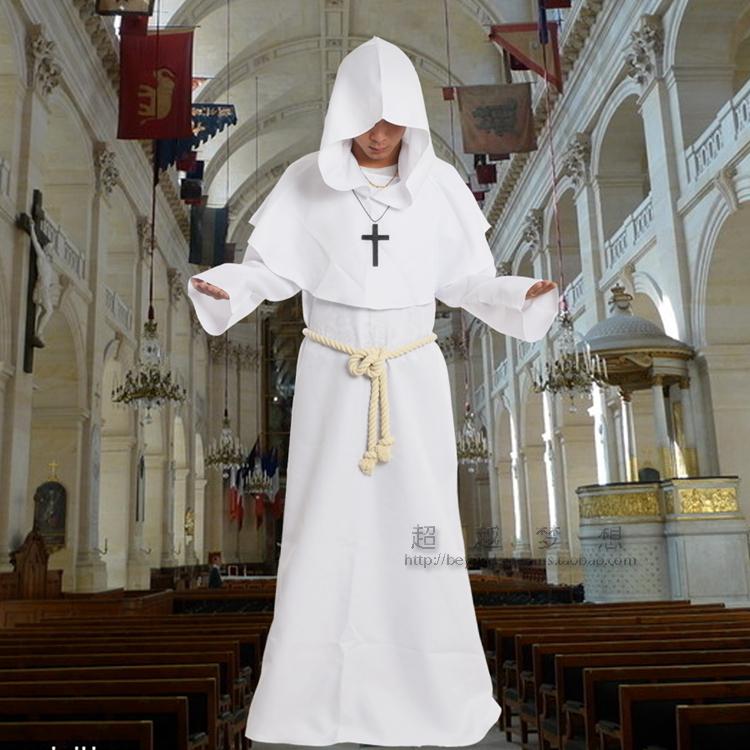 万圣节服装古装中世纪僧侣牧师基督传教士全套五色cosplay男装