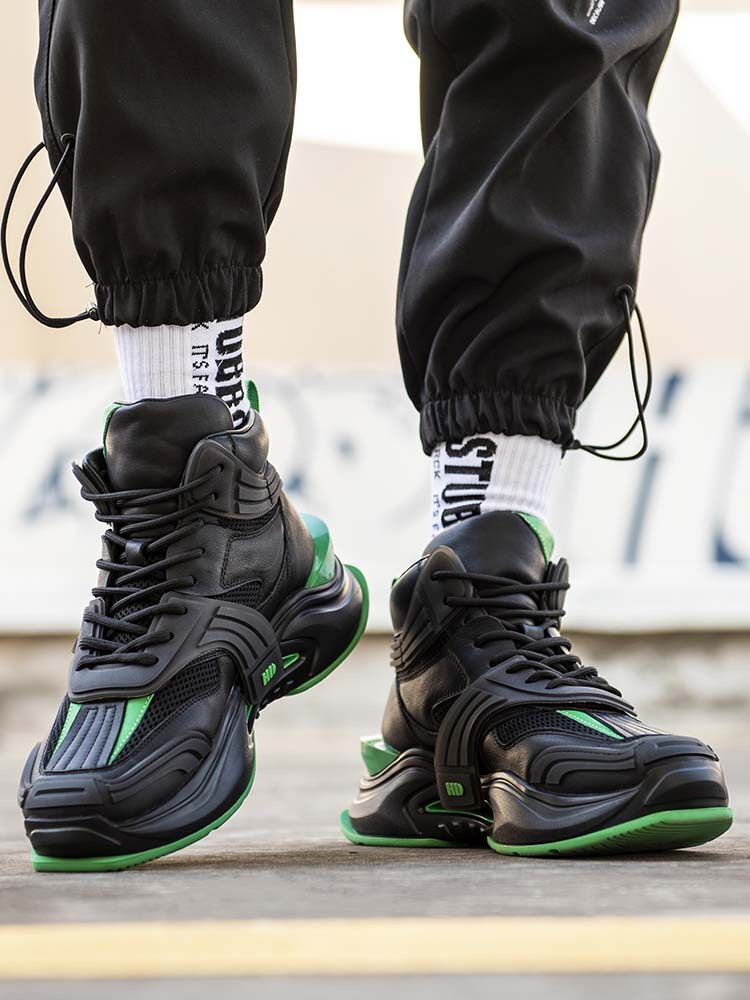 冬季男鞋潮牌机甲高帮鞋韩版潮流厚底运动鞋子男朋克休闲潮鞋