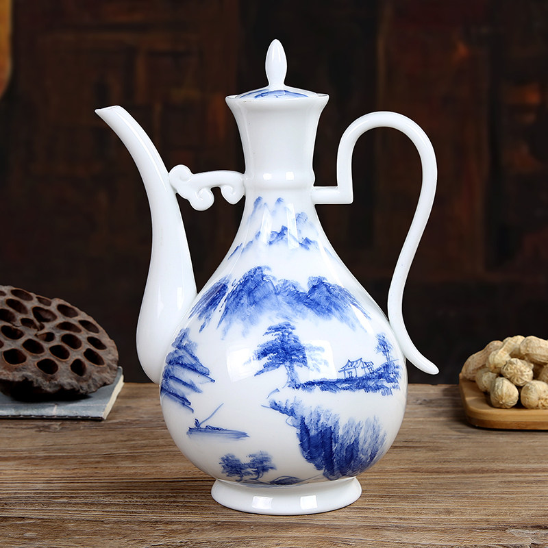 陶瓷家用一斤白酒古代酒壶仿古中式宫延古风家用酒壶