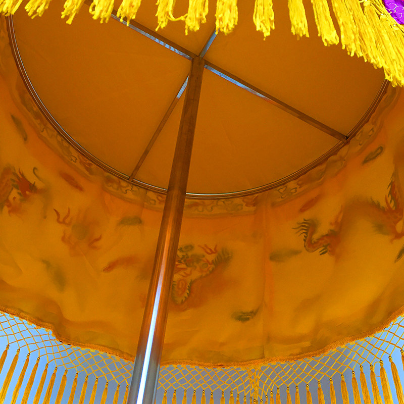佛教绣品宝盖华盖佛顶龙凤莲花龙门黄罗伞幢幡刺绣