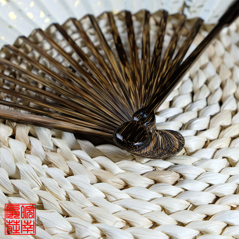 95寸18方排口棕竹葫芦宣纸折扇苏工观音扇子扇子