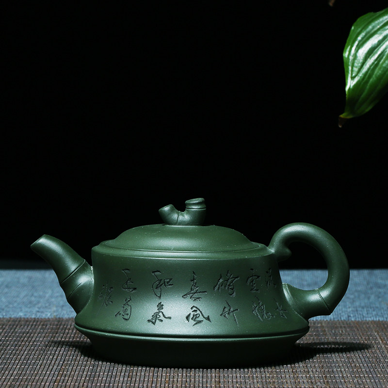 宜兴紫砂壶原矿民国绿泥名家纯手工打造一品竹段西施茶壶