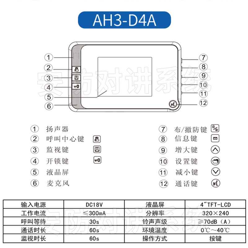 冠林楼宇对讲ah3-d7a可视对讲室内机ah1-f3vc可视门铃买就送配件楼宇