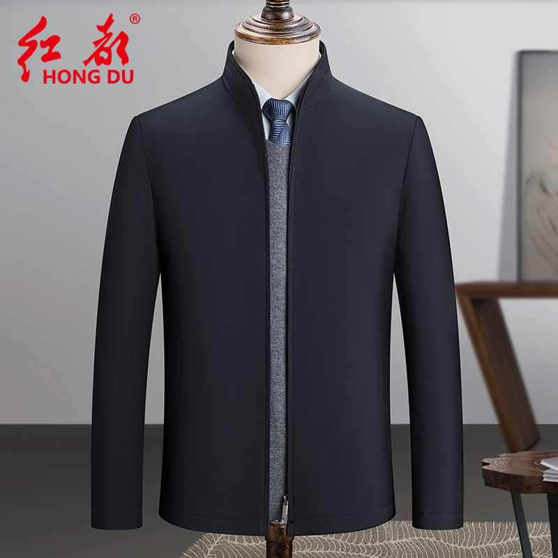 断码特价红都冬季厚款棉服男立领拉链款夹棉夹克中年爸爸装棉衣男