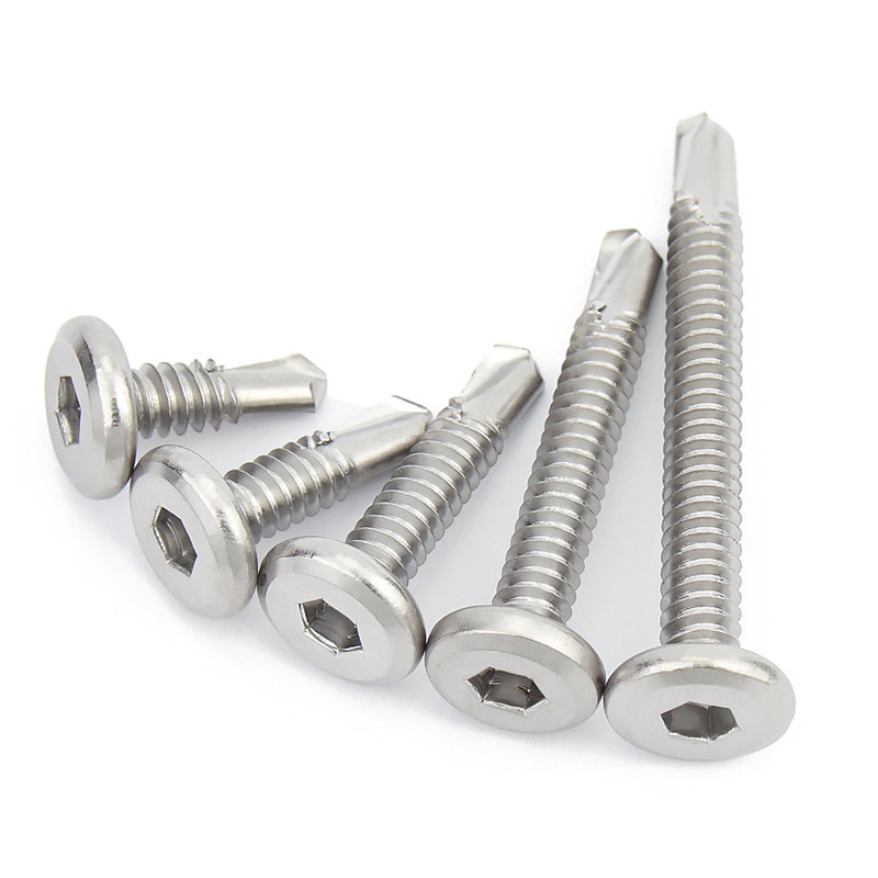 不锈钢平头六角钻尾倒边自攻自钻燕尾螺钉护栏螺钉