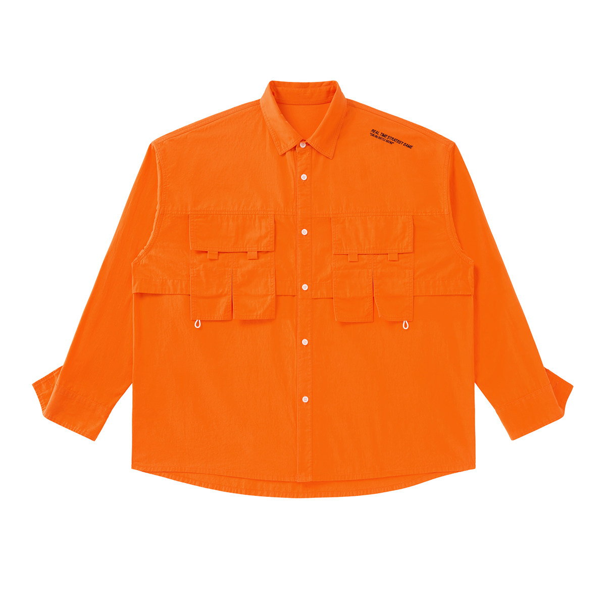 太平鸟男装 春季新款橙色长袖衬衫工装风多口袋时尚衬衣外套  价格