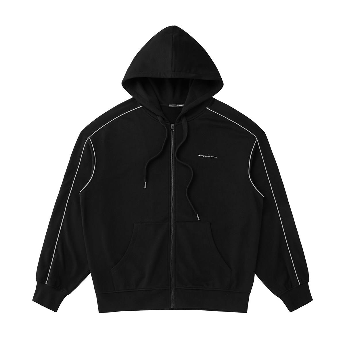 卫衣黑色太平鸟男装反光设计运动连帽开衫潮牌卫衣