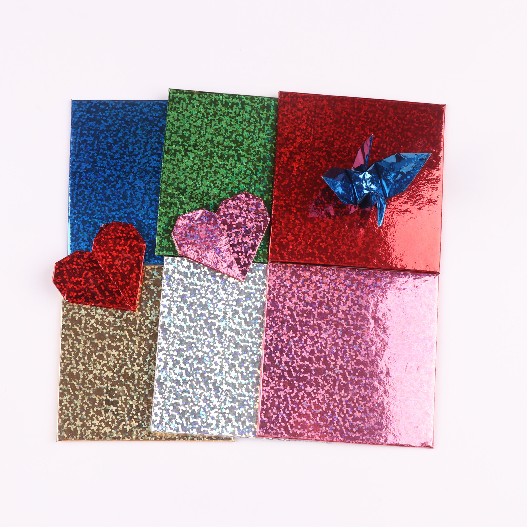 靓彩镭射闪光手工千纸鹤儿童正方形彩纸夜光折爱折纸