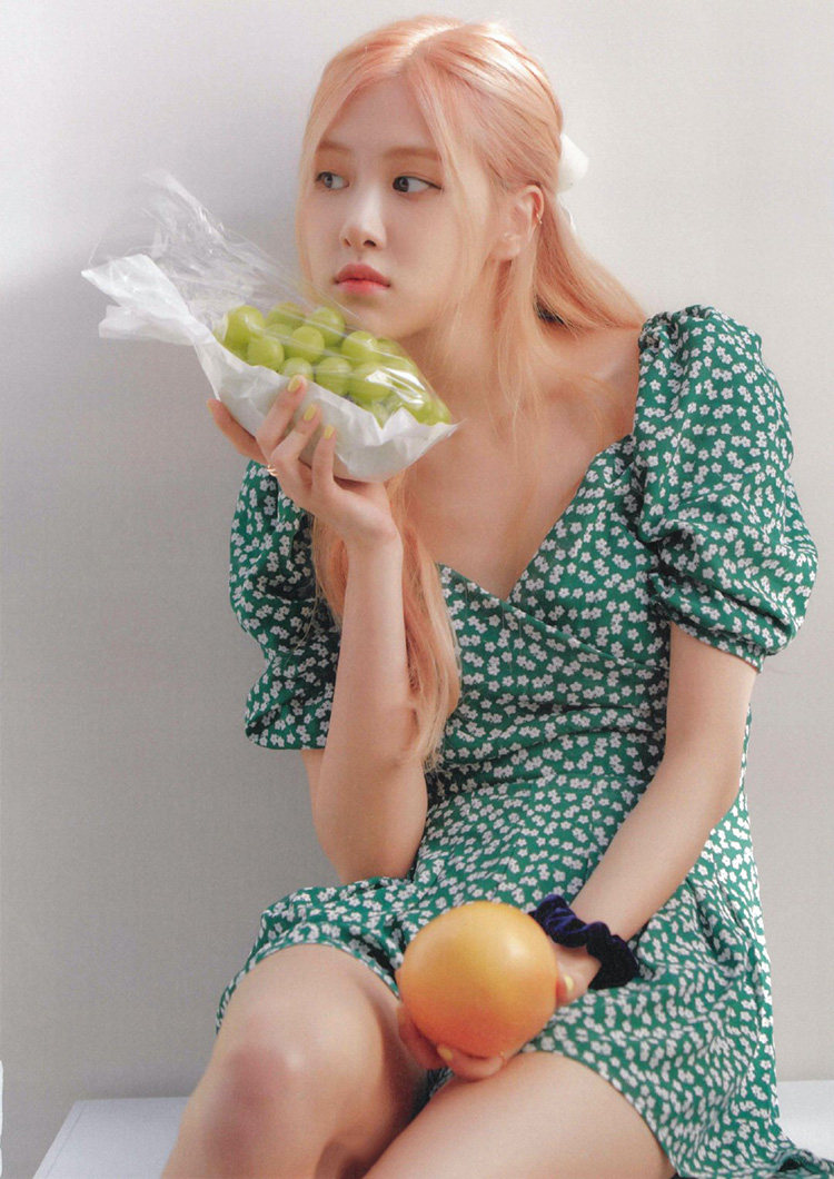 blackpinkrose秀智同款方泡泡一字法式碎花连体连衣连衣裙