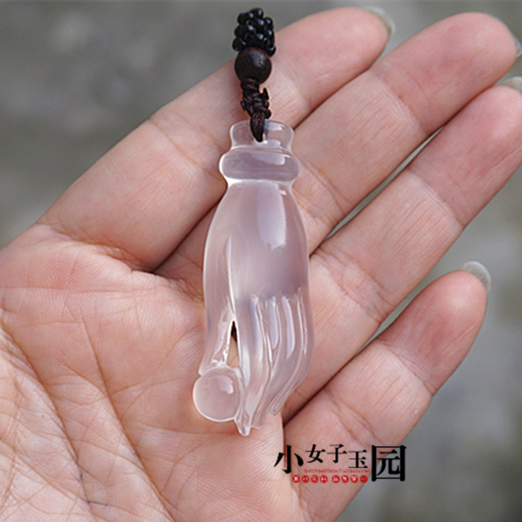 玛瑙玉髓佛手吊坠挂件冰种白玉伸手财玉佩玉其他