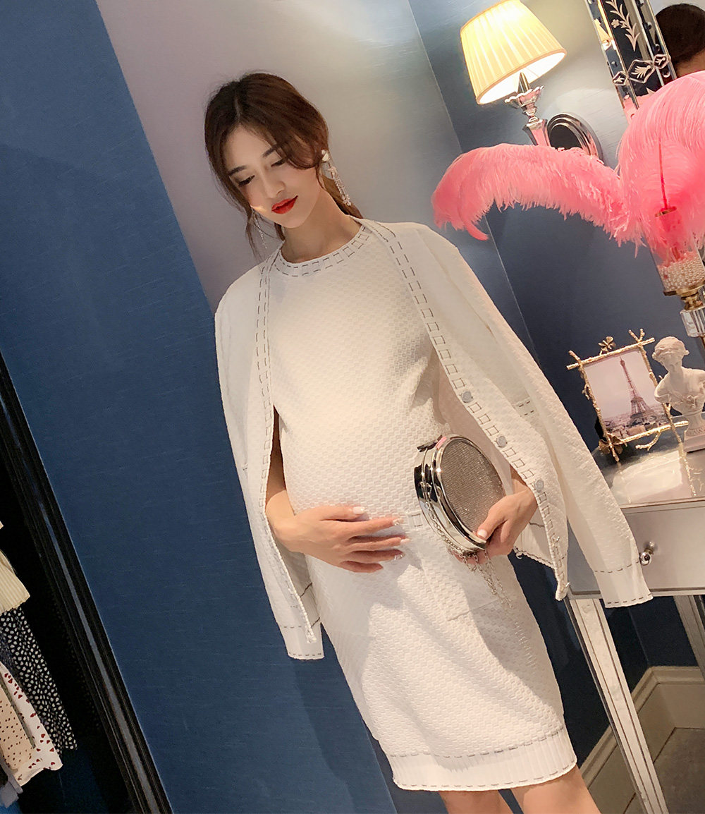 yin雪儿孕妇装2019新款韩版气质小香风两件套连衣裙套装