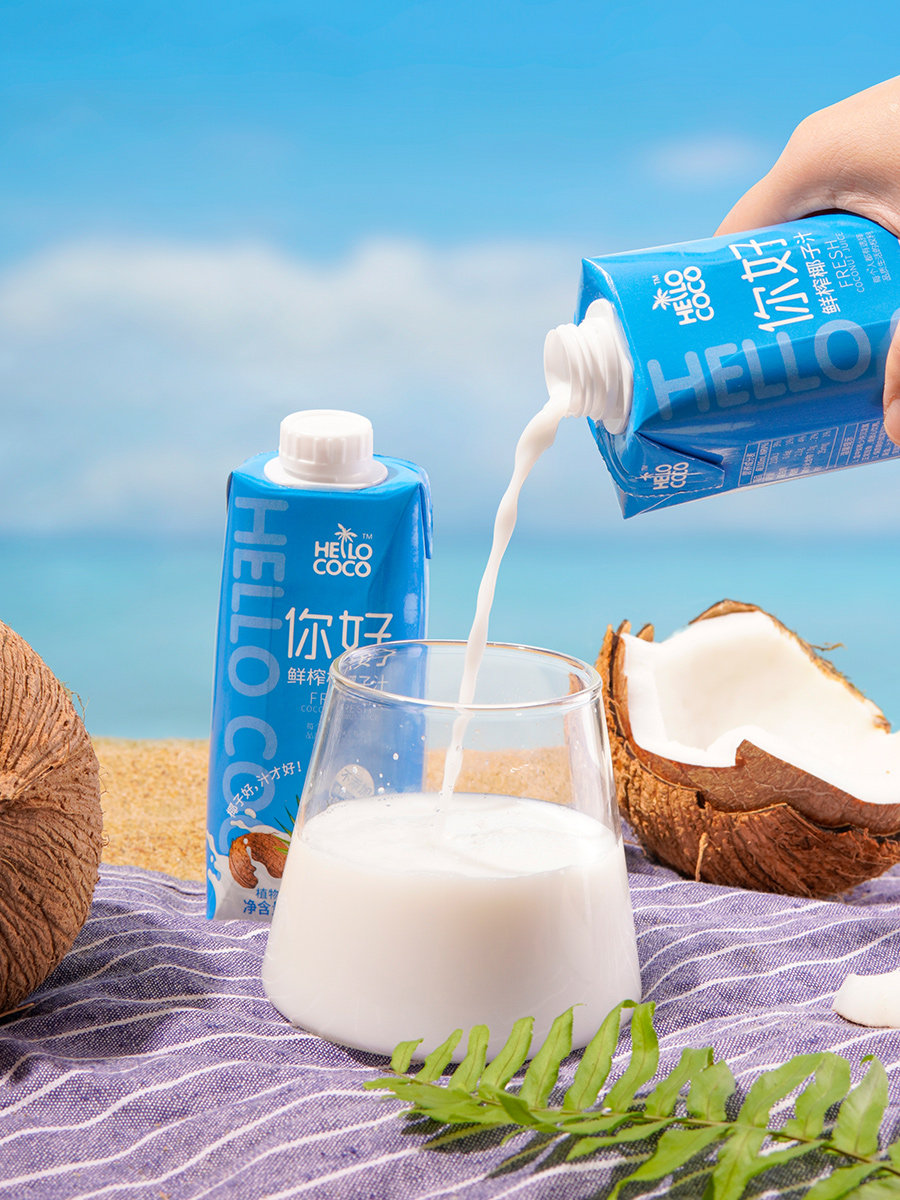 hellococo你好椰子汁330ml12瓶生榨新鲜原味椰奶家用植物蛋白饮料