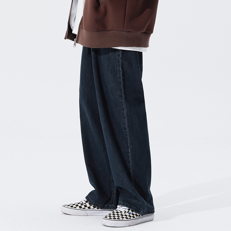 潮流宽松水洗垂感牛仔裤男女美式休闲oversize百搭阔腿大码直筒裤