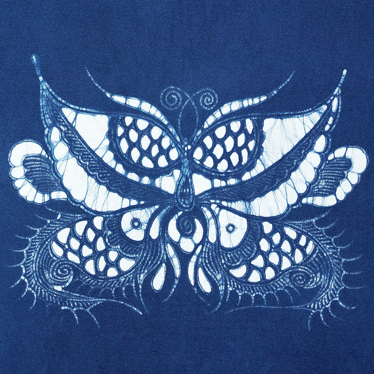 非遗传承人合作款限量植物蓝染民间艺术家手绘蜡染t恤