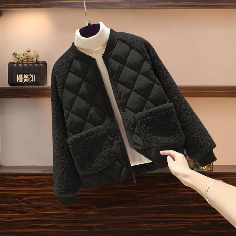 轻薄棉服外套女韩版宽松2021年冬季新款菱格小棉袄女百搭短款棉衣