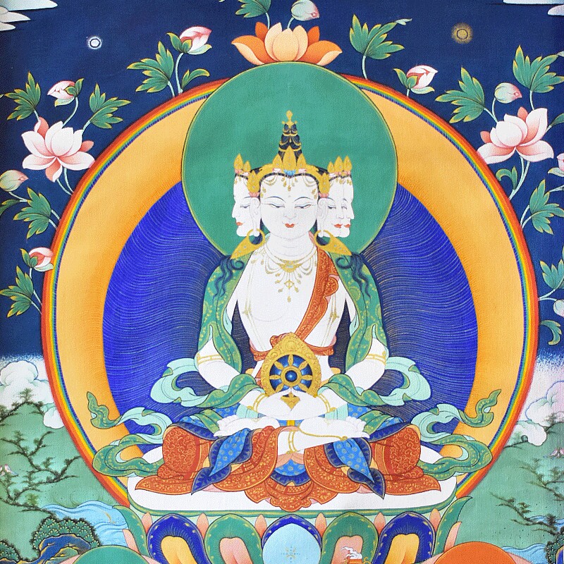 象瑞阁大日如来如来佛佛像唐卡挂画藏式棉布手工藏族唐卡