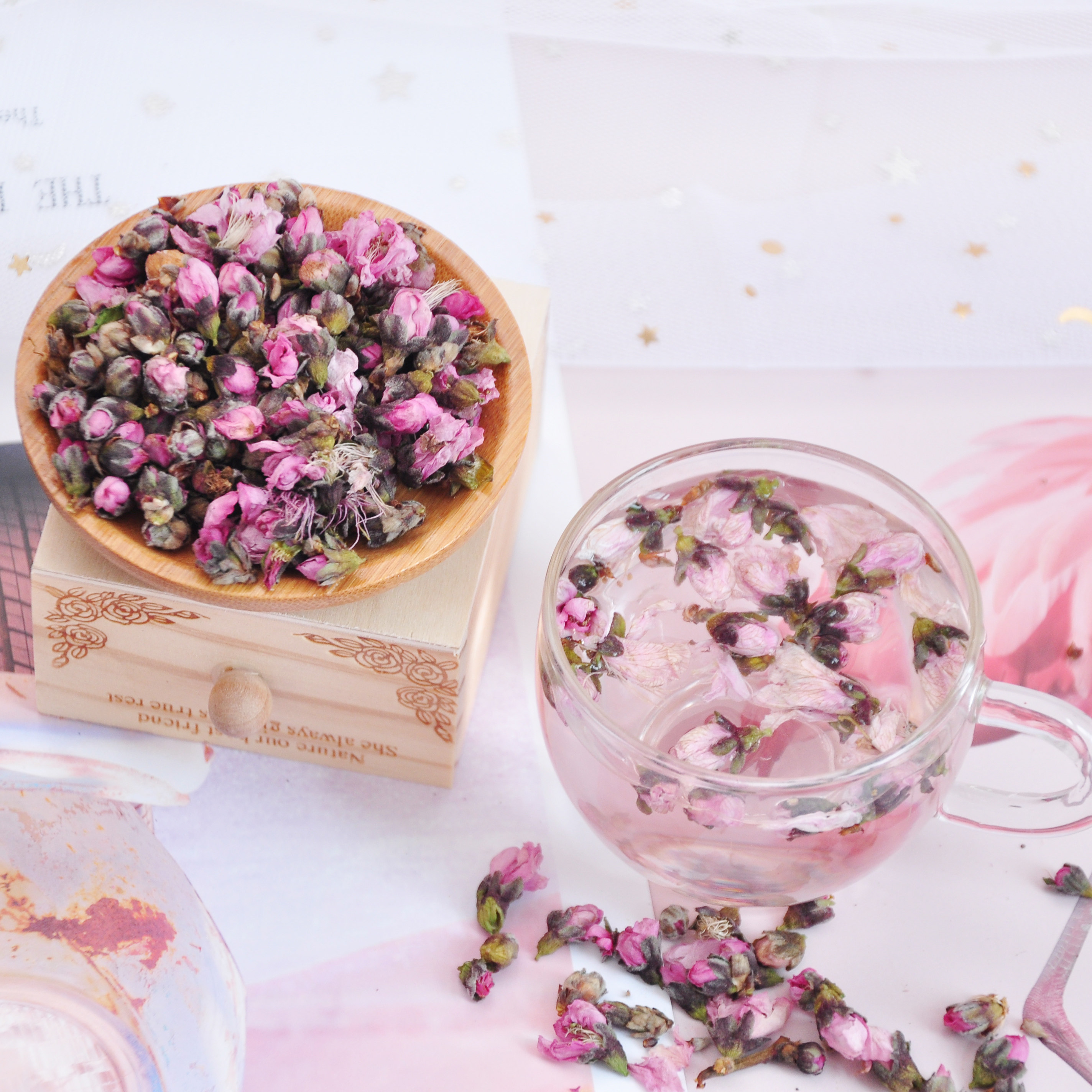 桃花茶桃花干桃花茶40g花苞茶不添加美丽自然花草茶包邮