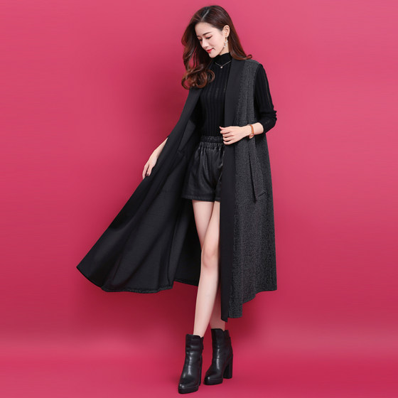 Fashion Long Sleeveless Vest Women's 2021 Autumn Winter New Slim Stripe Stitching Versatile Suit Collar Wool Coat Fashion Long Sleeveless Vest Women's 2021 Autumn Winter New Slim Stripe Stitching Versatile Suit Collar Wool Coat