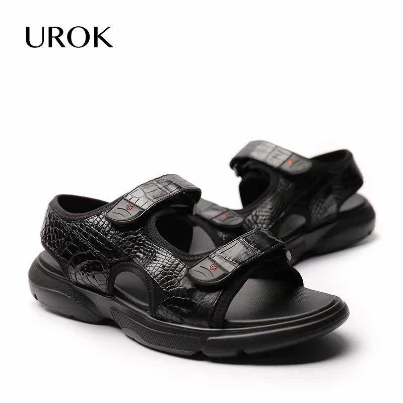凉鞋urok新款真皮鳄鱼时尚个性凉拖休闲室外其他凉鞋