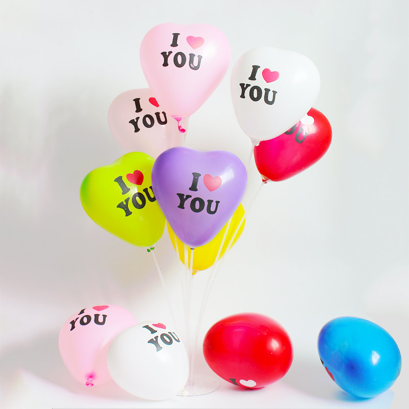 爱心心形印字情人节桃心造型气球生日订婚礼表白气球