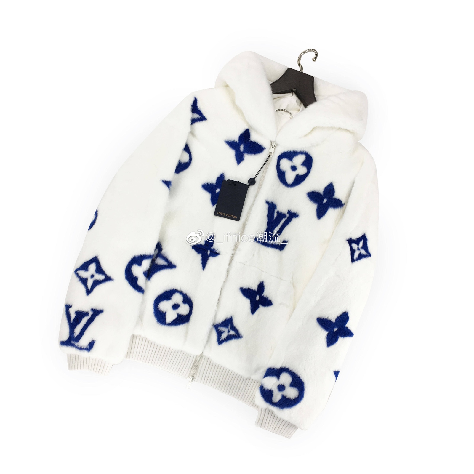【现货】Louis Vuitton LV 20SS 皮草 貂毛 满Logo 连帽外套 夹克