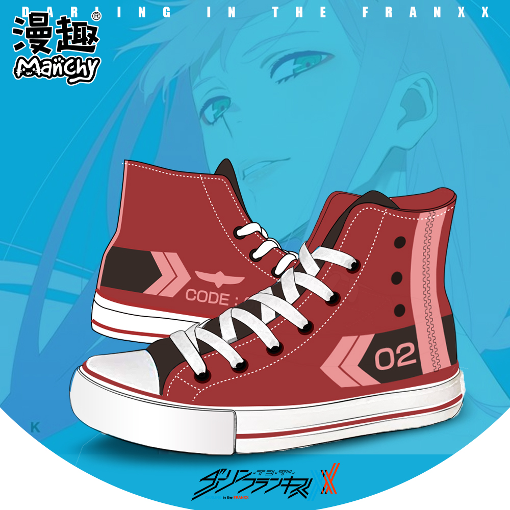 漫趣darling in the franxx周边02动漫鞋子二次元休闲高帮帆布鞋