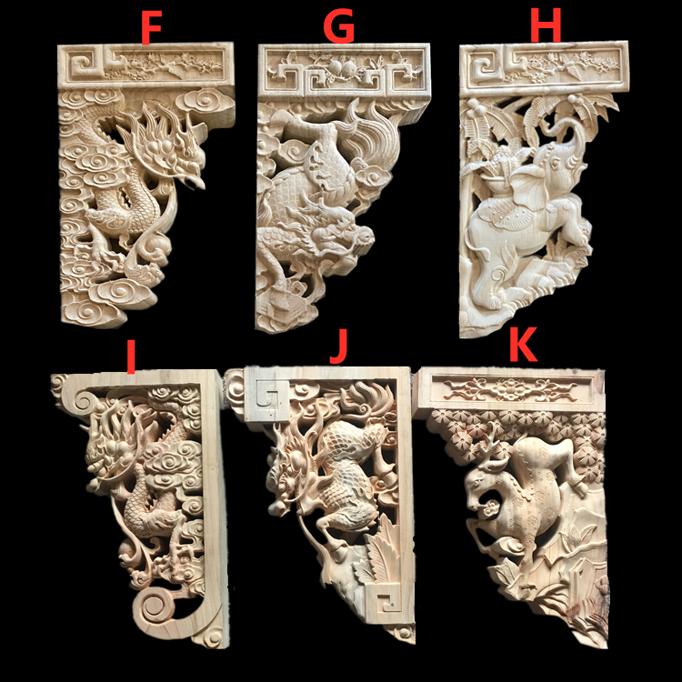 厂家直销实木牛腿祠堂梁托园林古建寺庙装修雀替雕刻木角花可定做