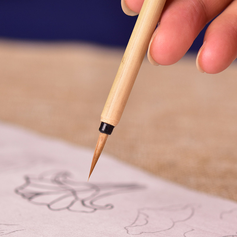 狼毫工笔画白描勾线毛笔细小小号国画瘦金书法毛笔