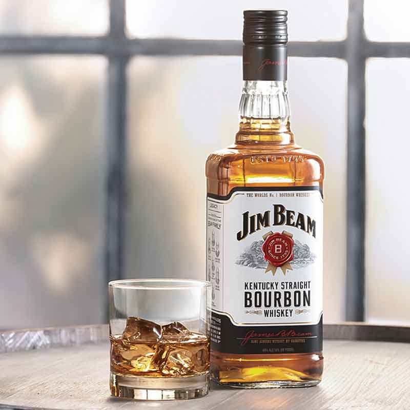 美国进口洋酒 jim beam 金宾 波本威士忌 白占边波旁威士忌 750ml