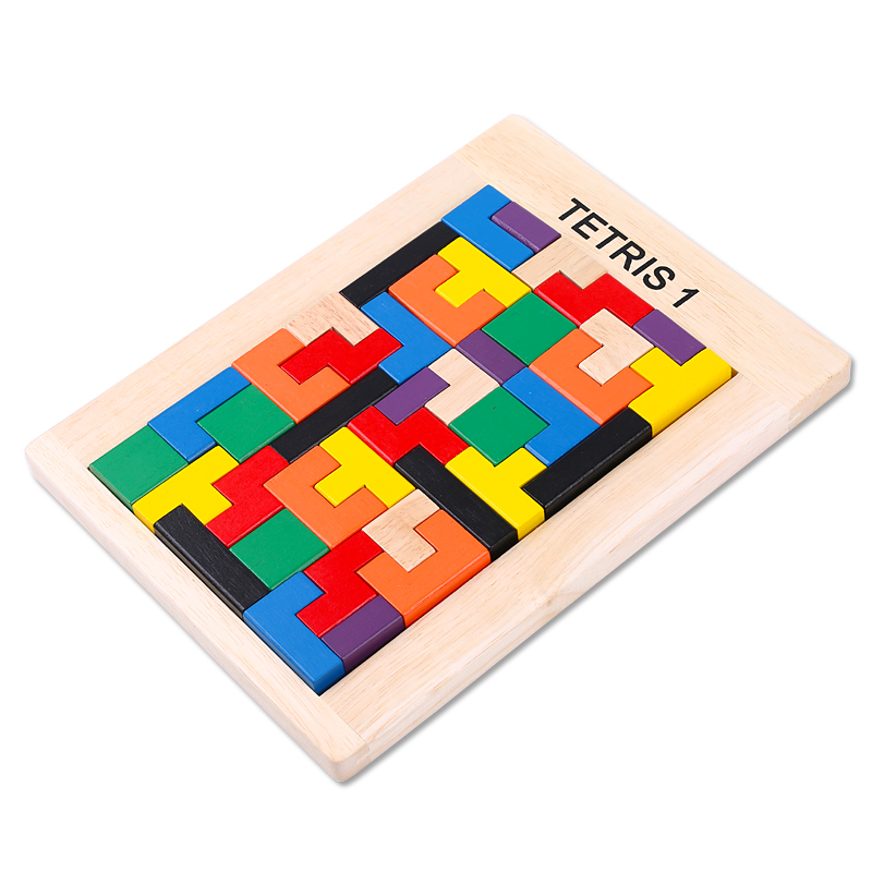 俄罗斯方块拼图积木木制智力玩具立体巧板拼板早教拼图
